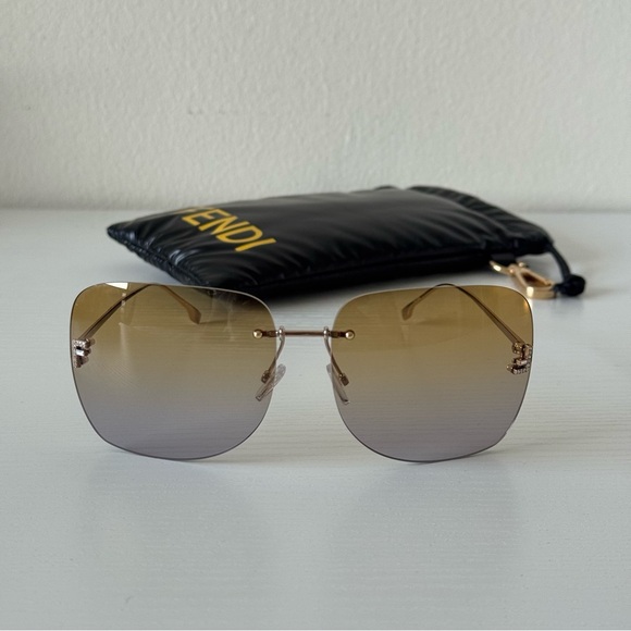 New! Fendi Gradient Sunglasses - Gold, FE44134US 28E, Authentic - Picture 1 of 13